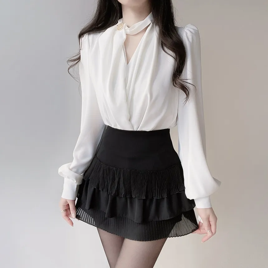 ドレープVネックパフスリーブブラウス | mirangmirang | 詳細画像7