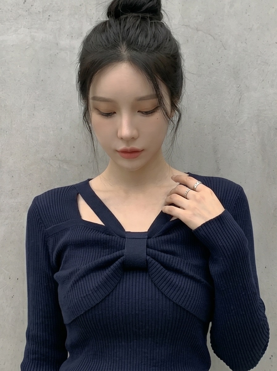 リブスクエアネックベーシックカットスリム長袖Tシャツ | 詳細画像20