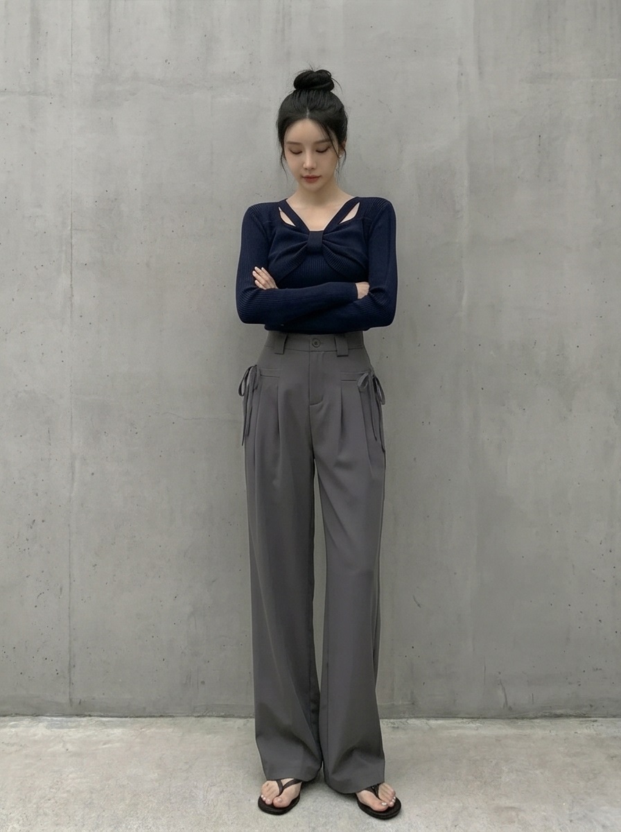 リブスクエアネックベーシックカットスリム長袖Tシャツ | 詳細画像26