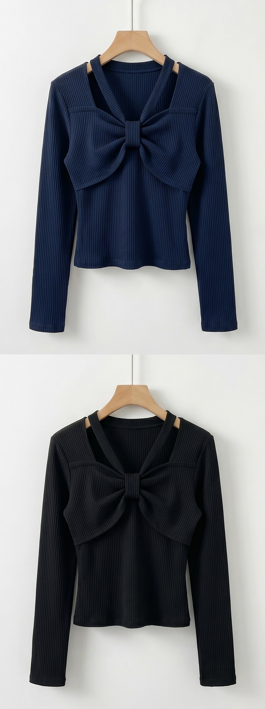 リブスクエアネックベーシックカットスリム長袖Tシャツ | 詳細画像31