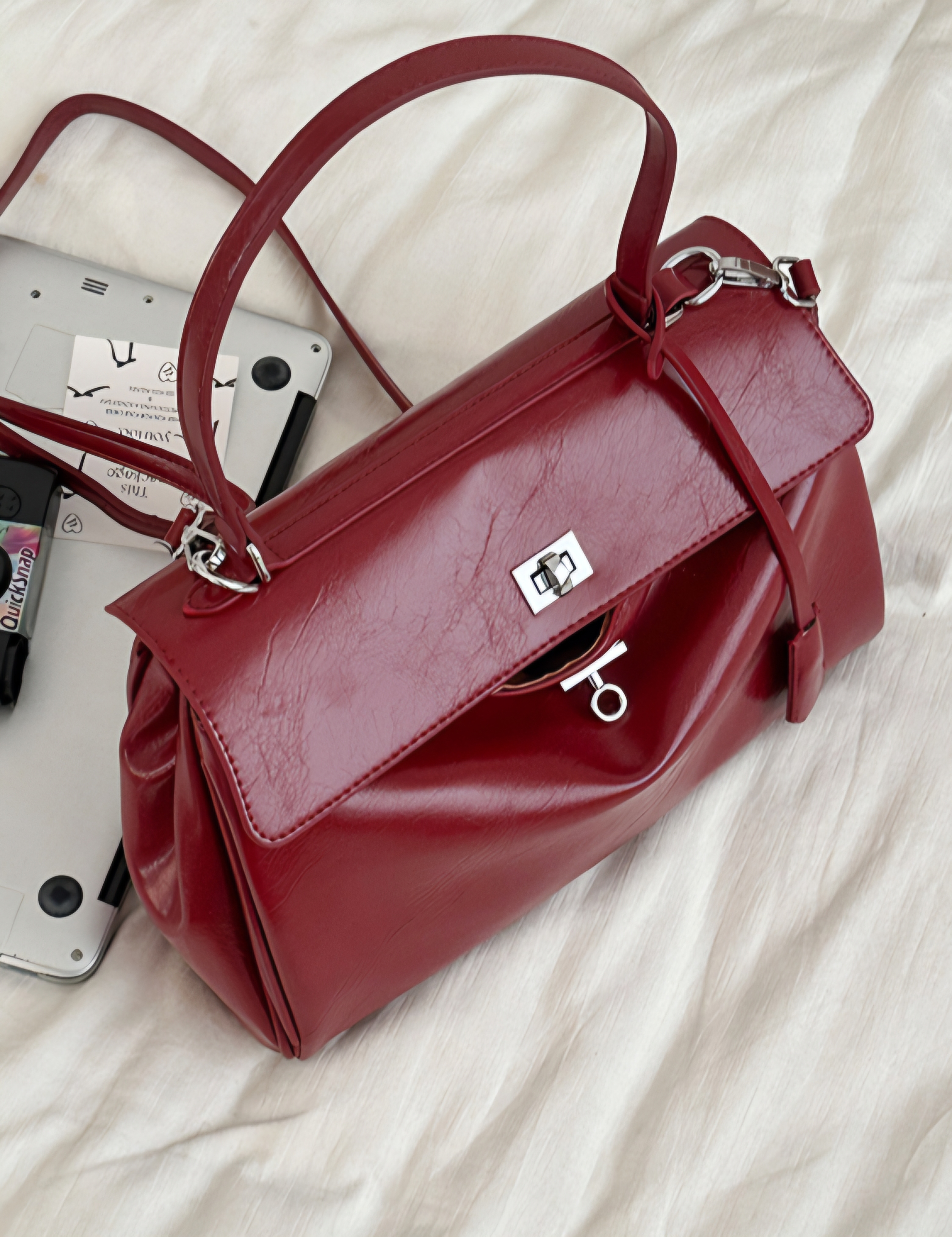 レザー調ジップアップショルダーバッグトートバッグ2WAY | 詳細画像10