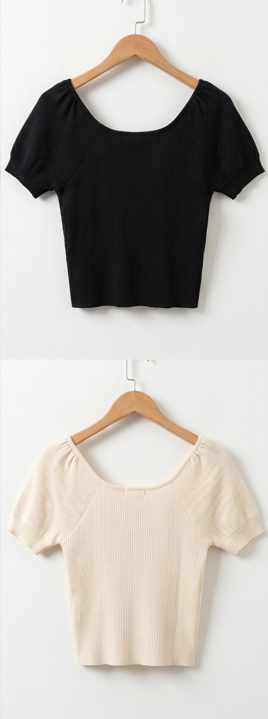 リボン(固定)スクエアネックベーシックパフスリーブ半袖ニット | 詳細画像23