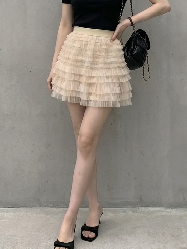 シフォンプリーツティアードウエストゴムミニスカート | 詳細画像12