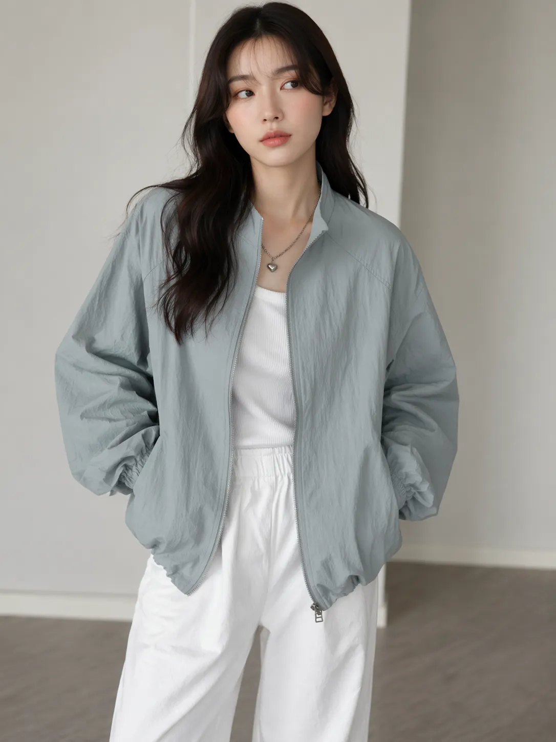 ジップアップポケットルーズ長袖ジャンパー | 詳細画像1