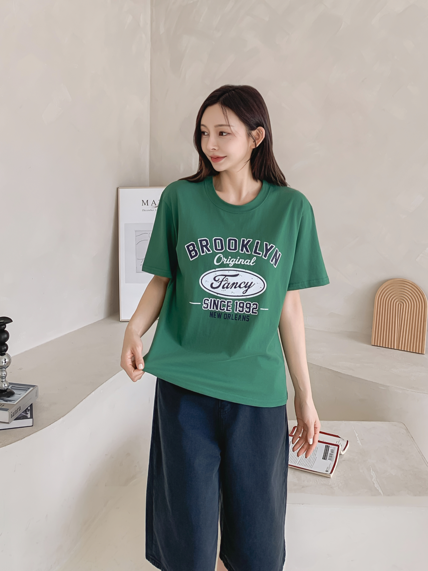 コットンラウンドネックベーシック半袖ロゴTシャツ | 詳細画像3