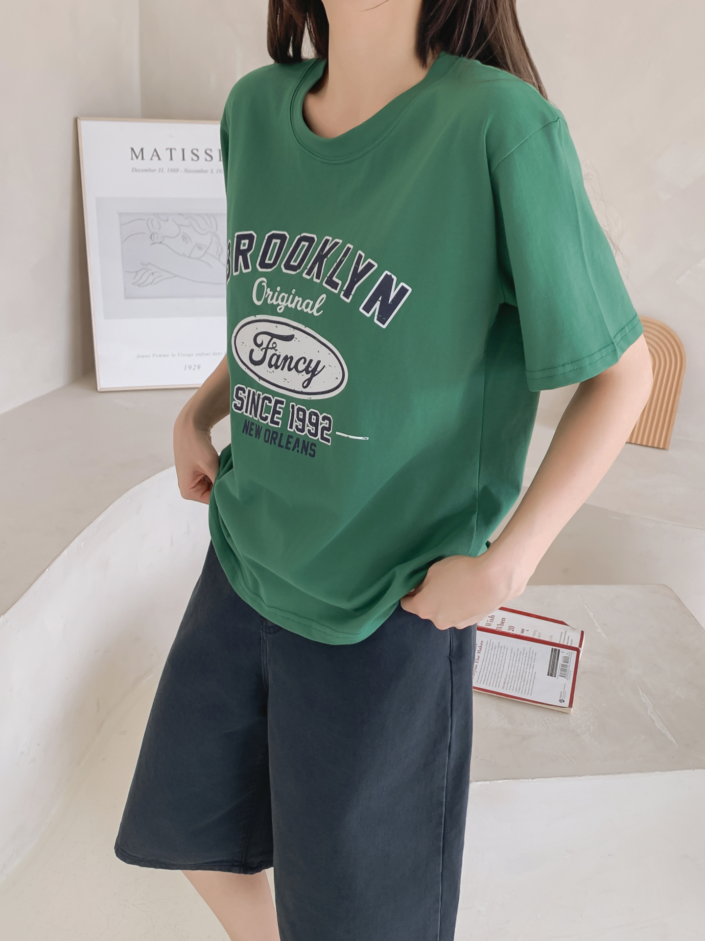 コットンラウンドネックベーシック半袖ロゴTシャツ | 詳細画像4