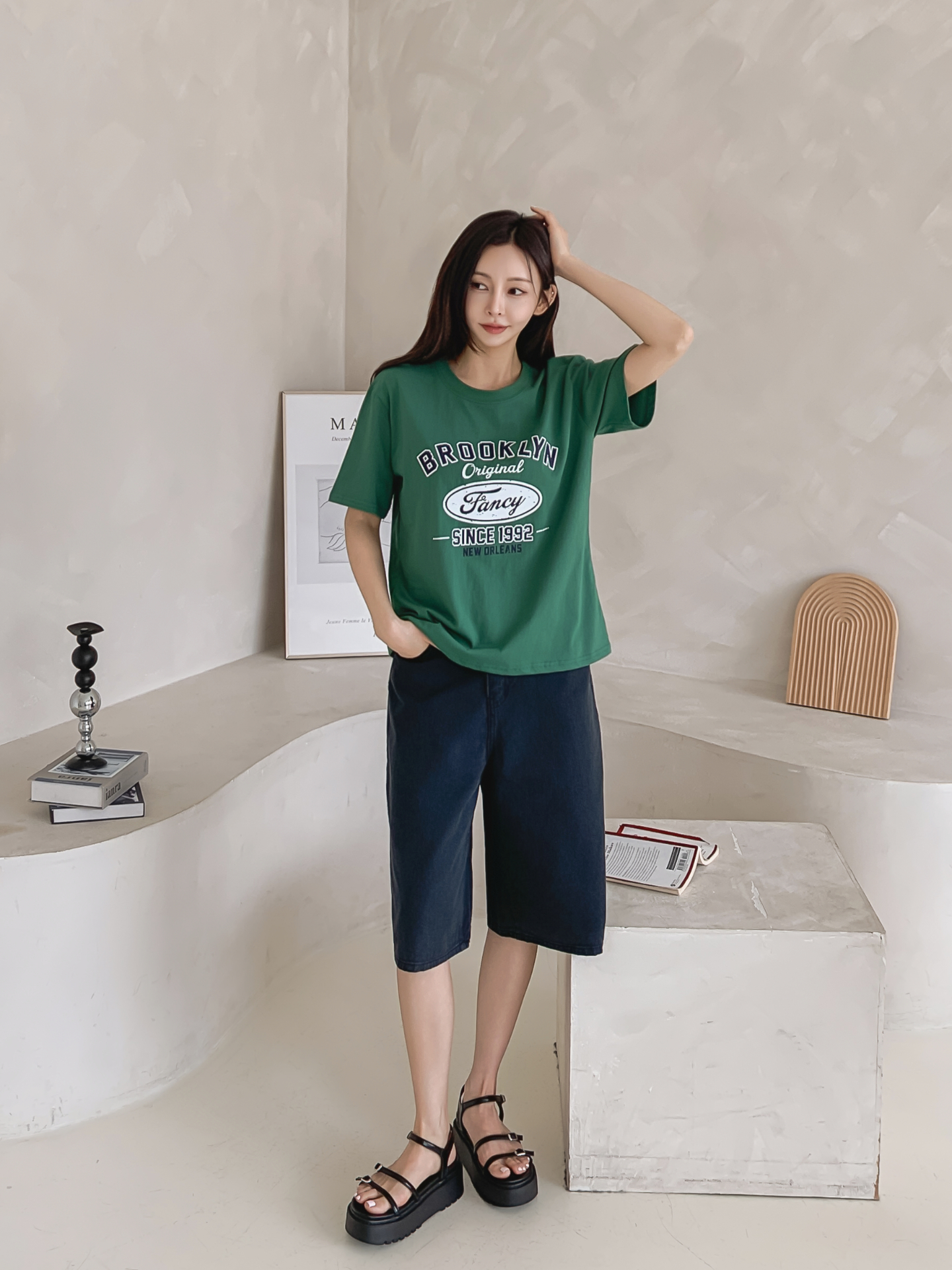 コットンラウンドネックベーシック半袖ロゴTシャツ | 詳細画像6