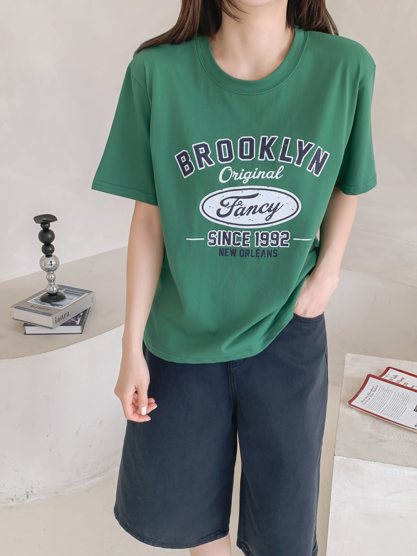 コットンラウンドネックベーシック半袖ロゴTシャツ | 詳細画像7