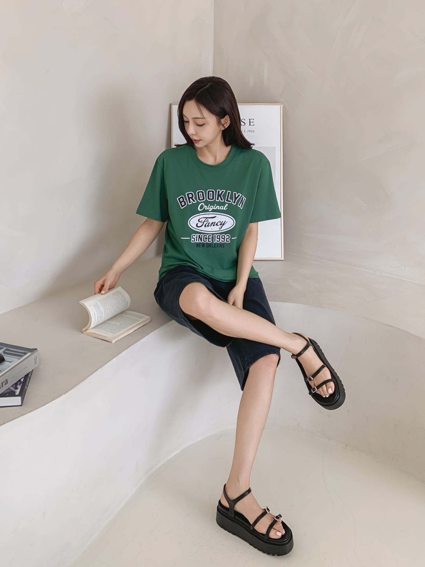 コットンラウンドネックベーシック半袖ロゴTシャツ | 詳細画像8