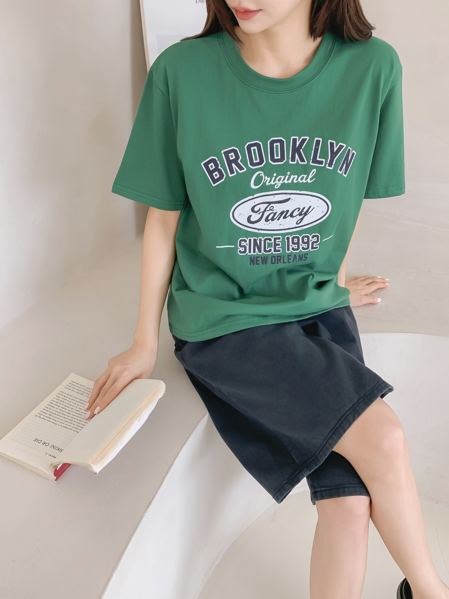 コットンラウンドネックベーシック半袖ロゴTシャツ | 詳細画像9