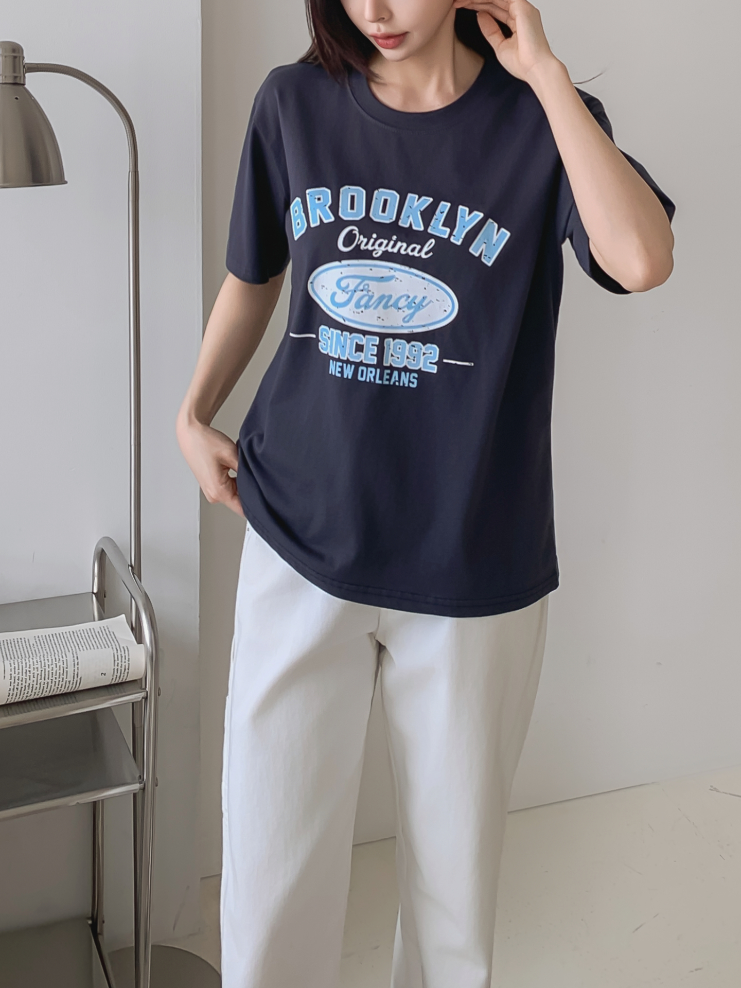 コットンラウンドネックベーシック半袖ロゴTシャツ | 詳細画像17