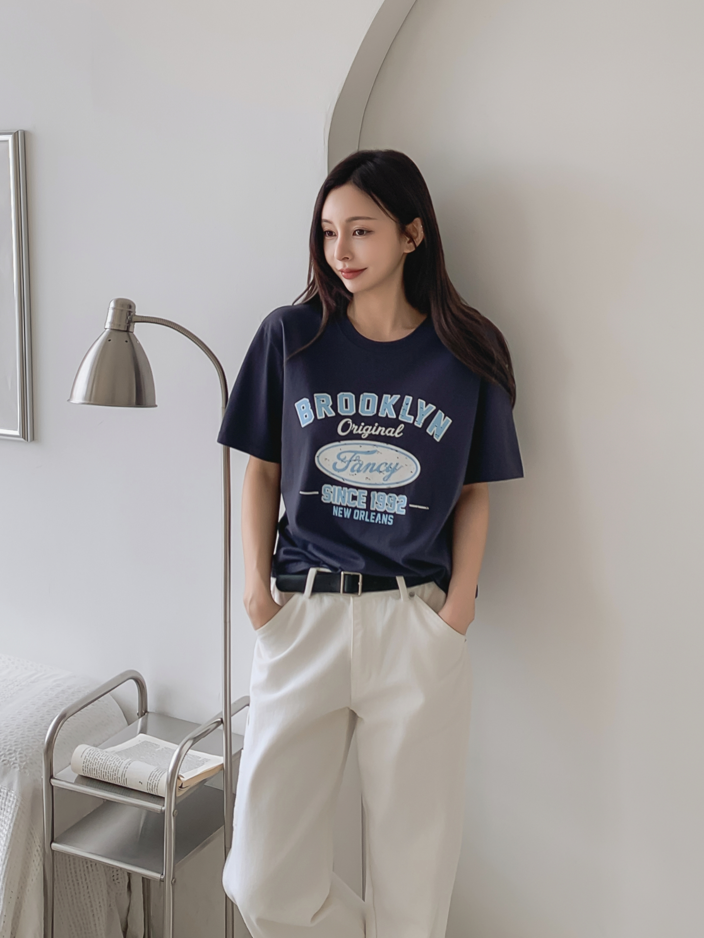 コットンラウンドネックベーシック半袖ロゴTシャツ | 詳細画像24