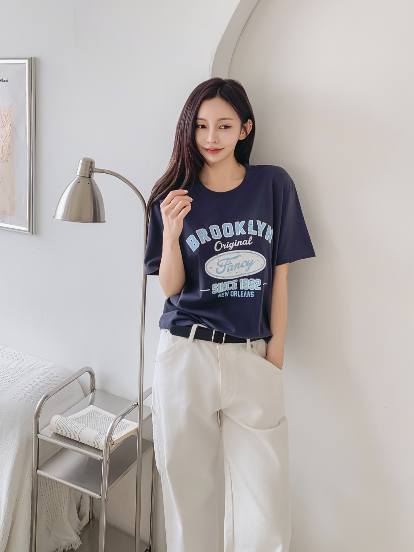コットンラウンドネックベーシック半袖ロゴTシャツ | 詳細画像25