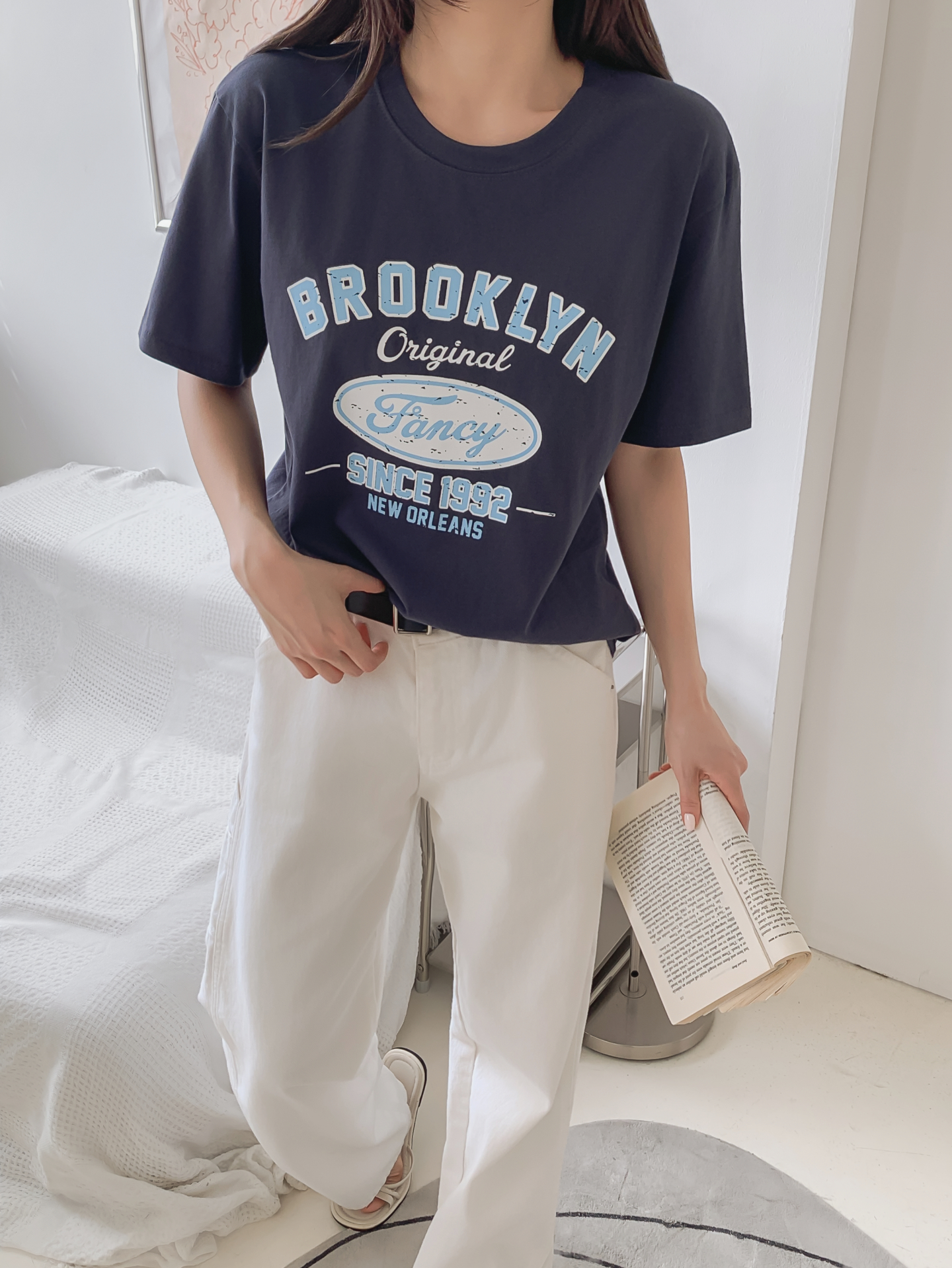 コットンラウンドネックベーシック半袖ロゴTシャツ | 詳細画像27
