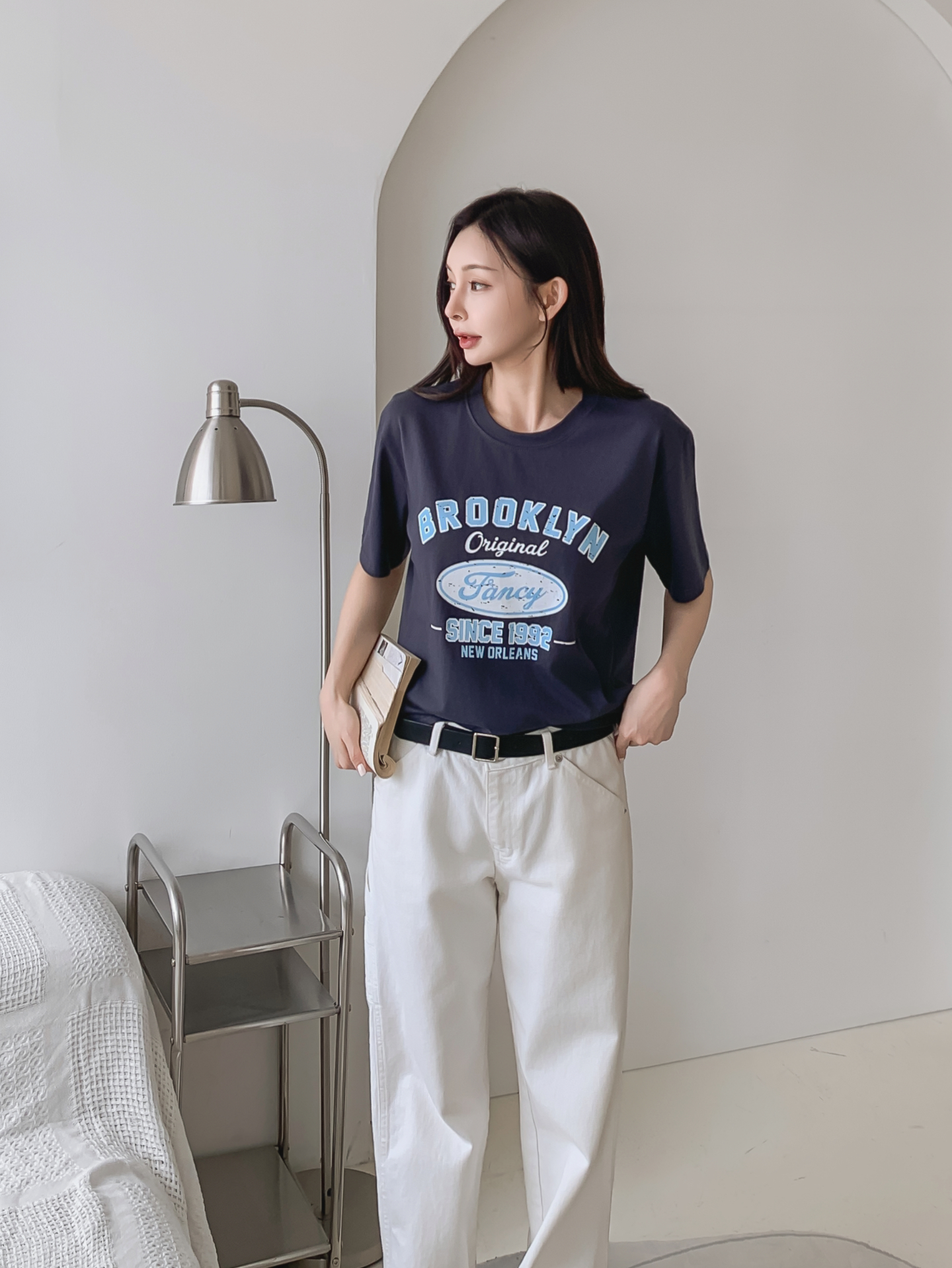コットンラウンドネックベーシック半袖ロゴTシャツ | 詳細画像28