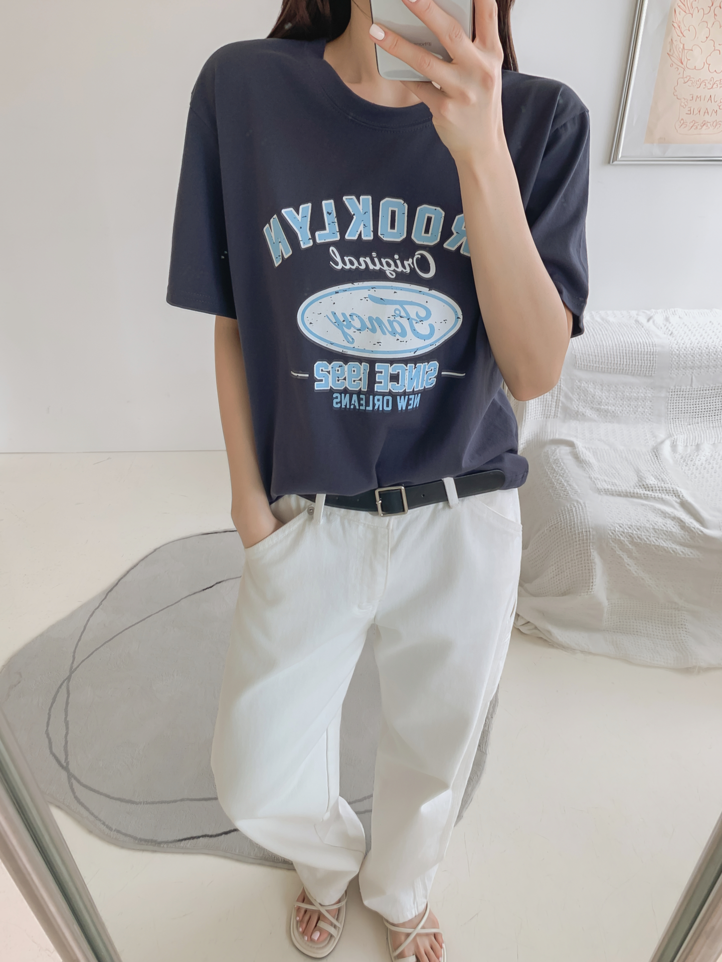 コットンラウンドネックベーシック半袖ロゴTシャツ | 詳細画像29