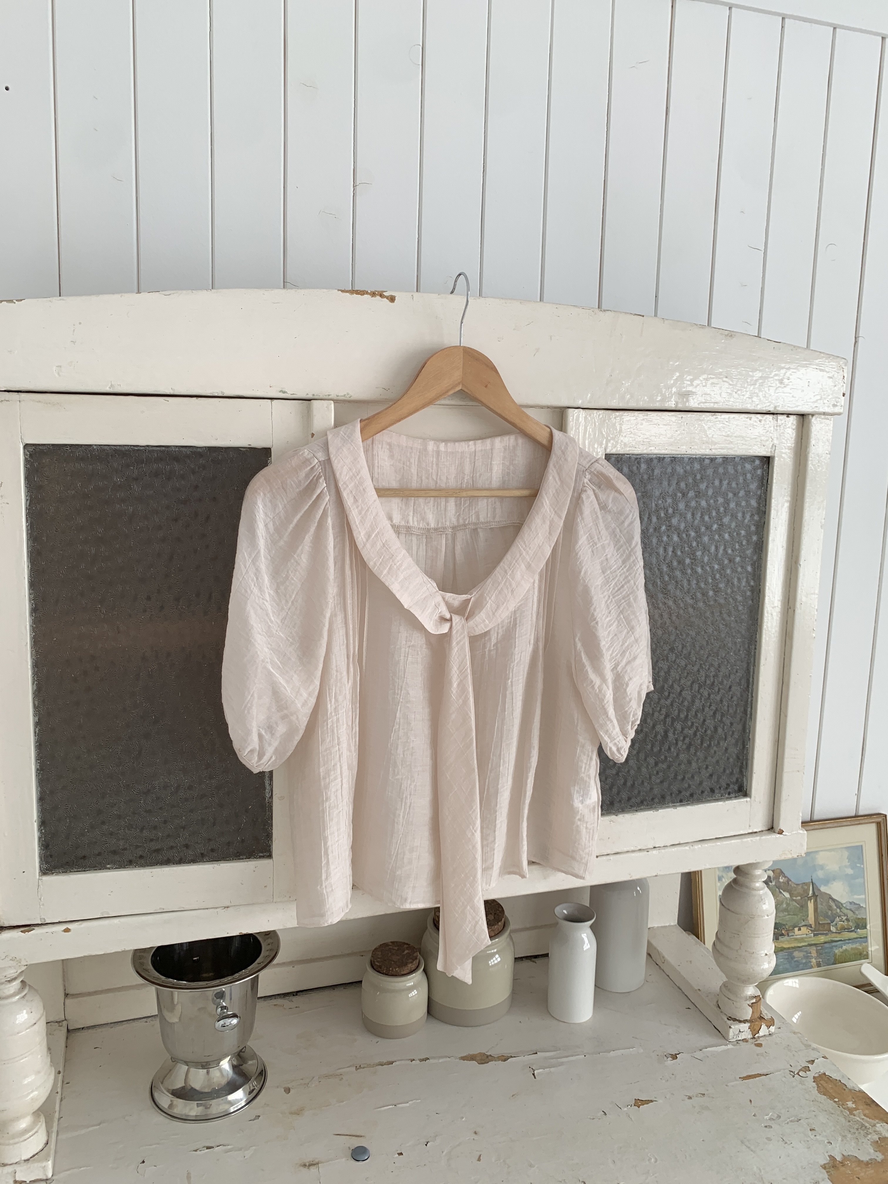 シフォンシースルーボウタイベーシック半袖ブラウス | 詳細画像6