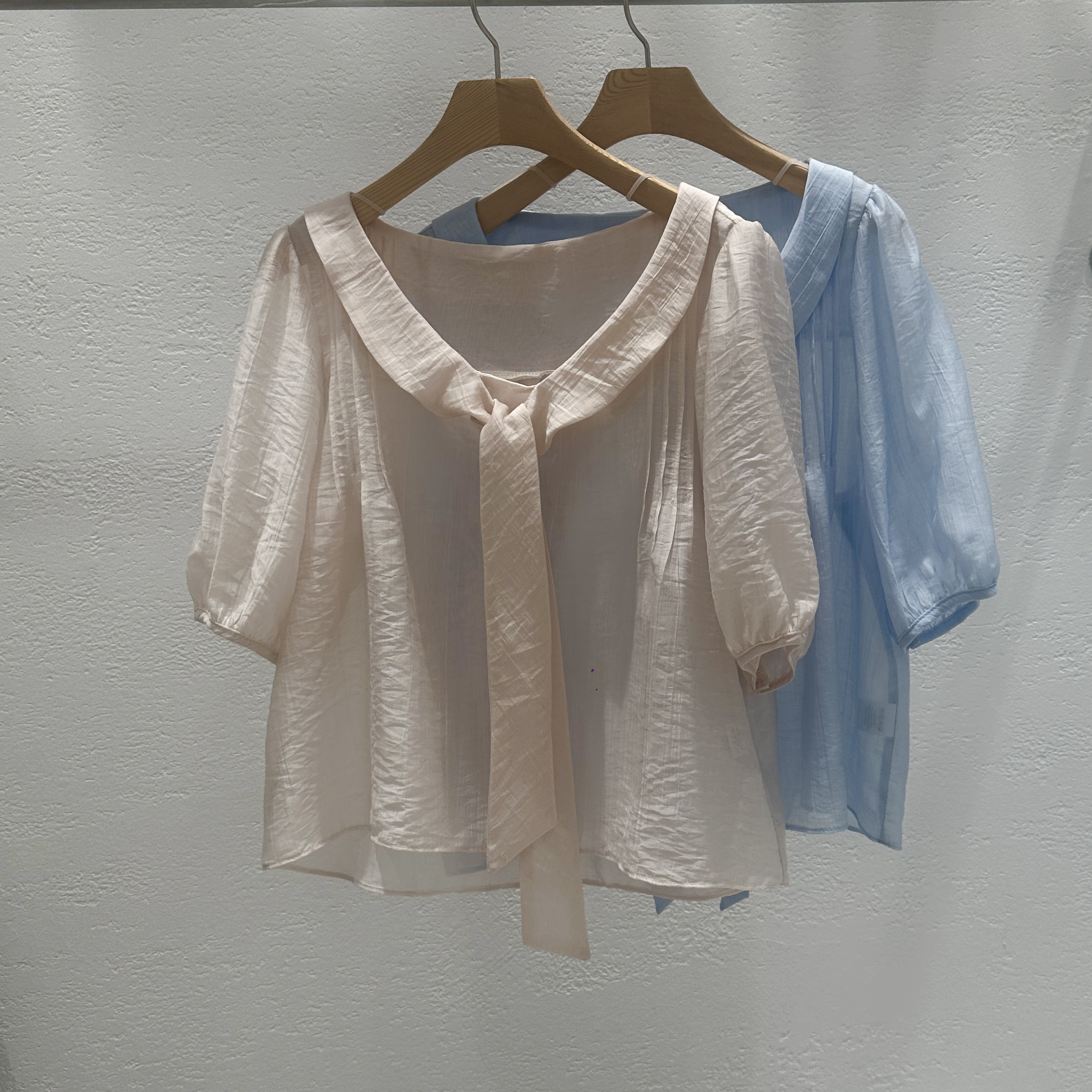 シフォンシースルーボウタイベーシック半袖ブラウス | 詳細画像22