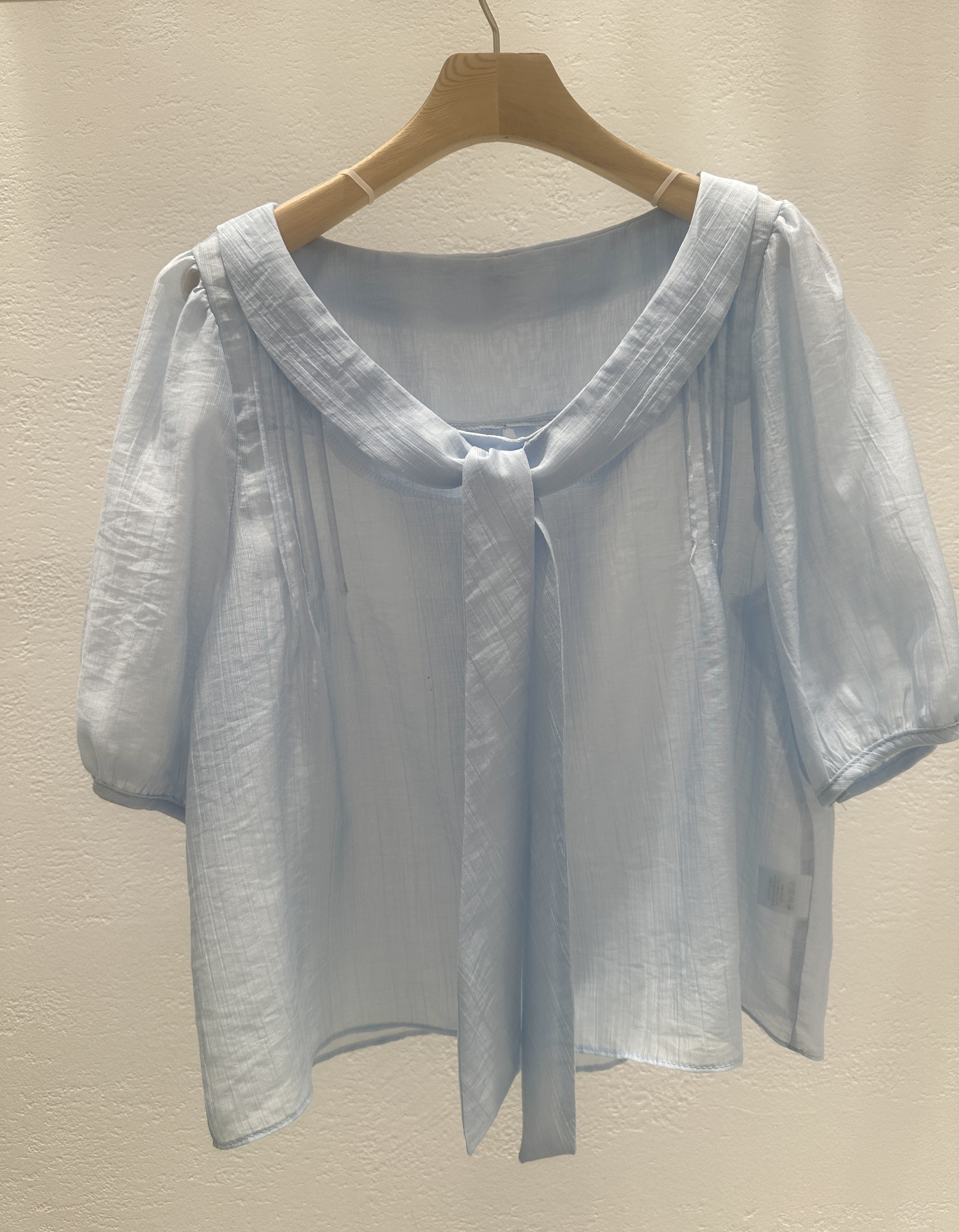 シフォンシースルーボウタイベーシック半袖ブラウス | 詳細画像23