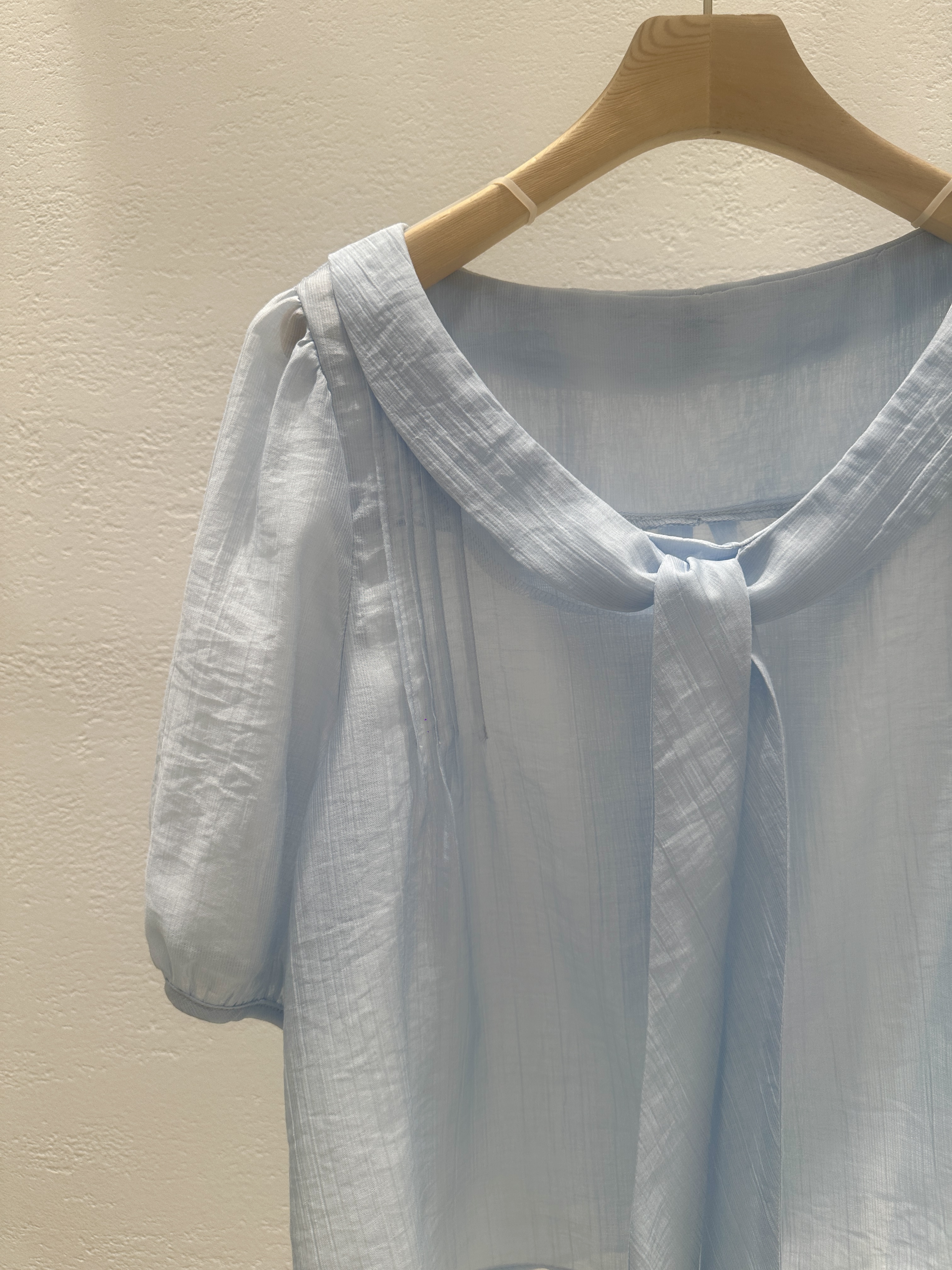 シフォンシースルーボウタイベーシック半袖ブラウス | 詳細画像24