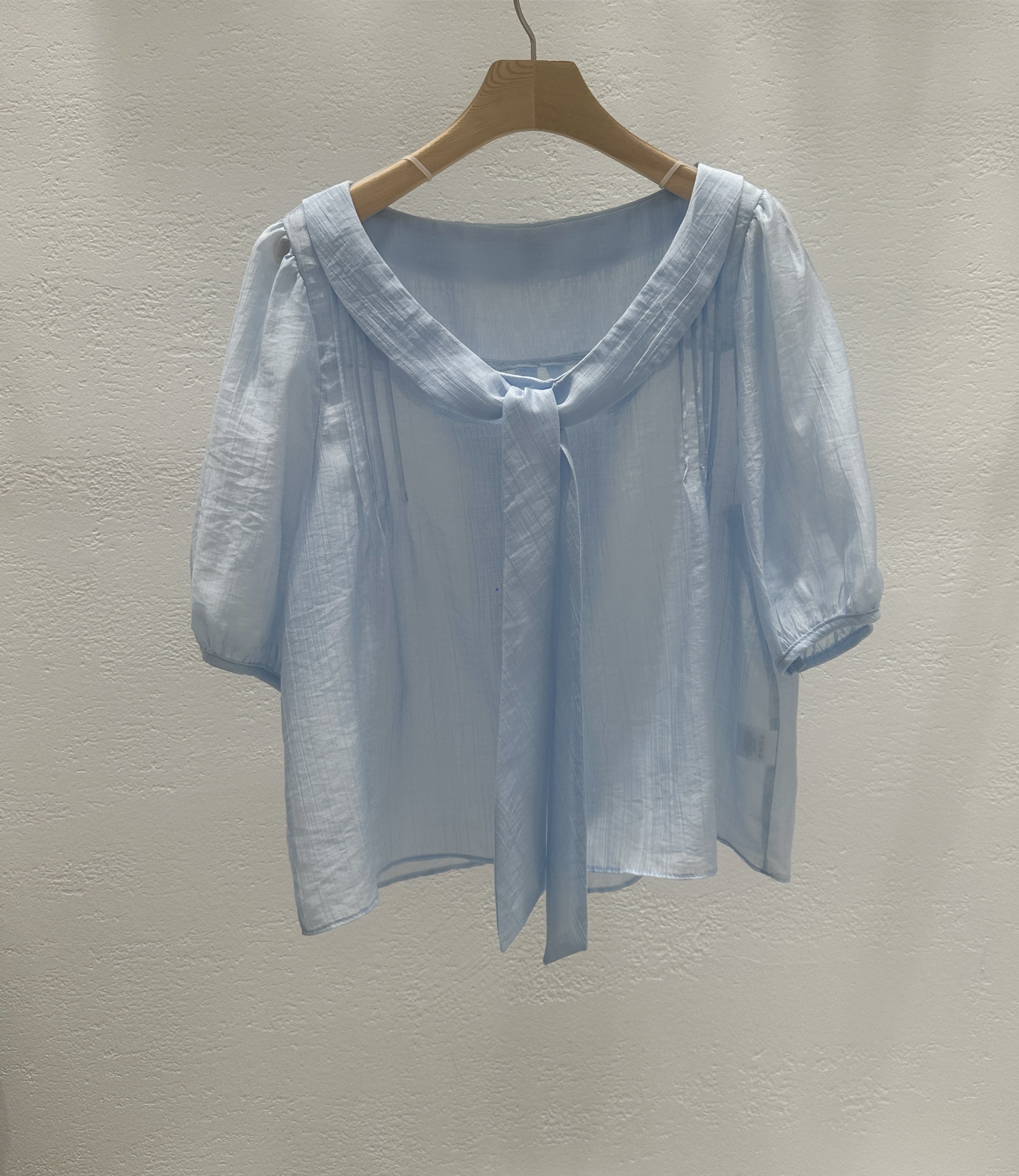 シフォンシースルーボウタイベーシック半袖ブラウス | 詳細画像25