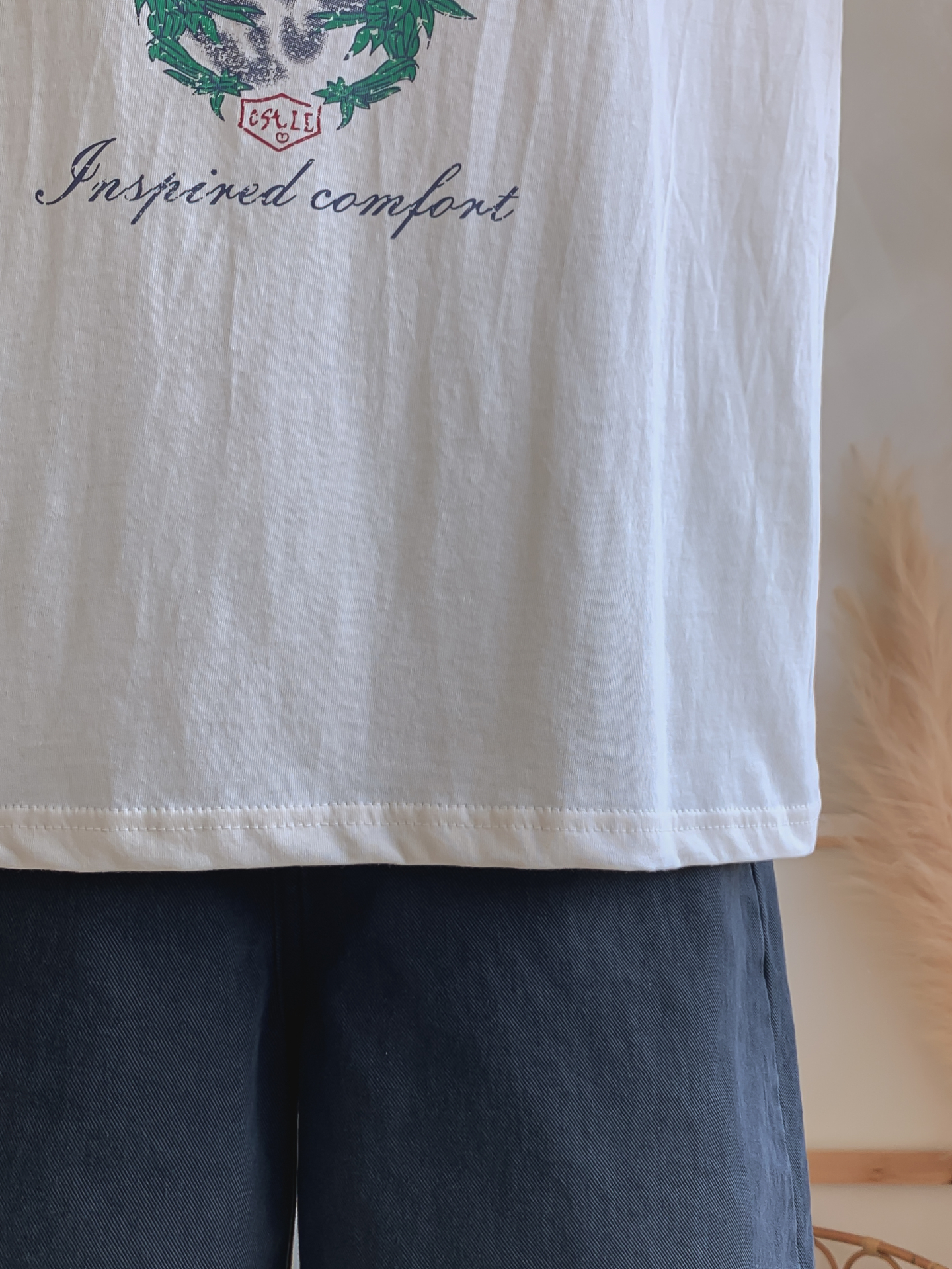 コットンラウンドネックベーシックルーズ半袖ロゴTシャツ | 詳細画像10