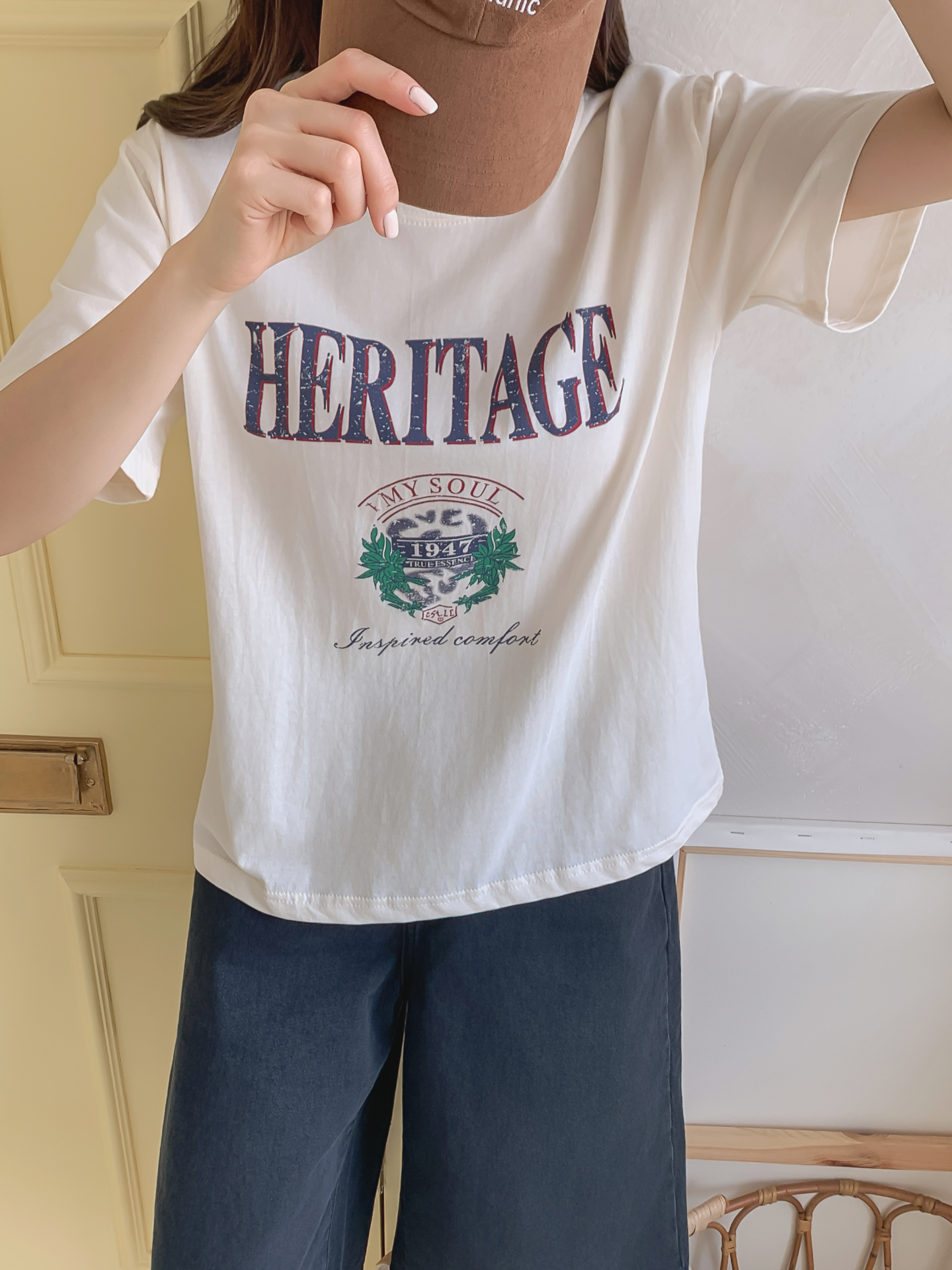 コットンラウンドネックベーシックルーズ半袖ロゴTシャツ | 詳細画像12