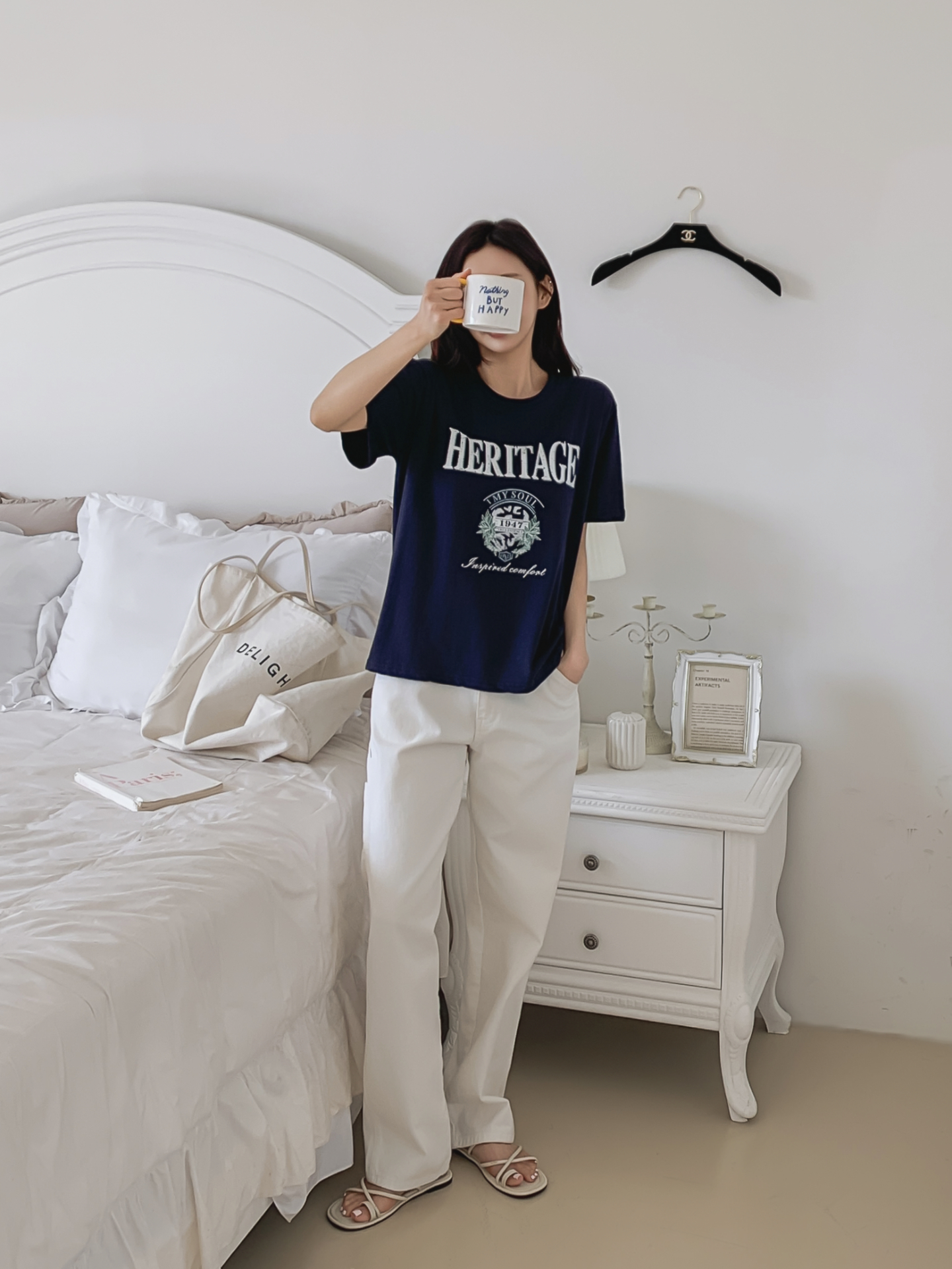 コットンラウンドネックベーシックルーズ半袖ロゴTシャツ | 詳細画像20