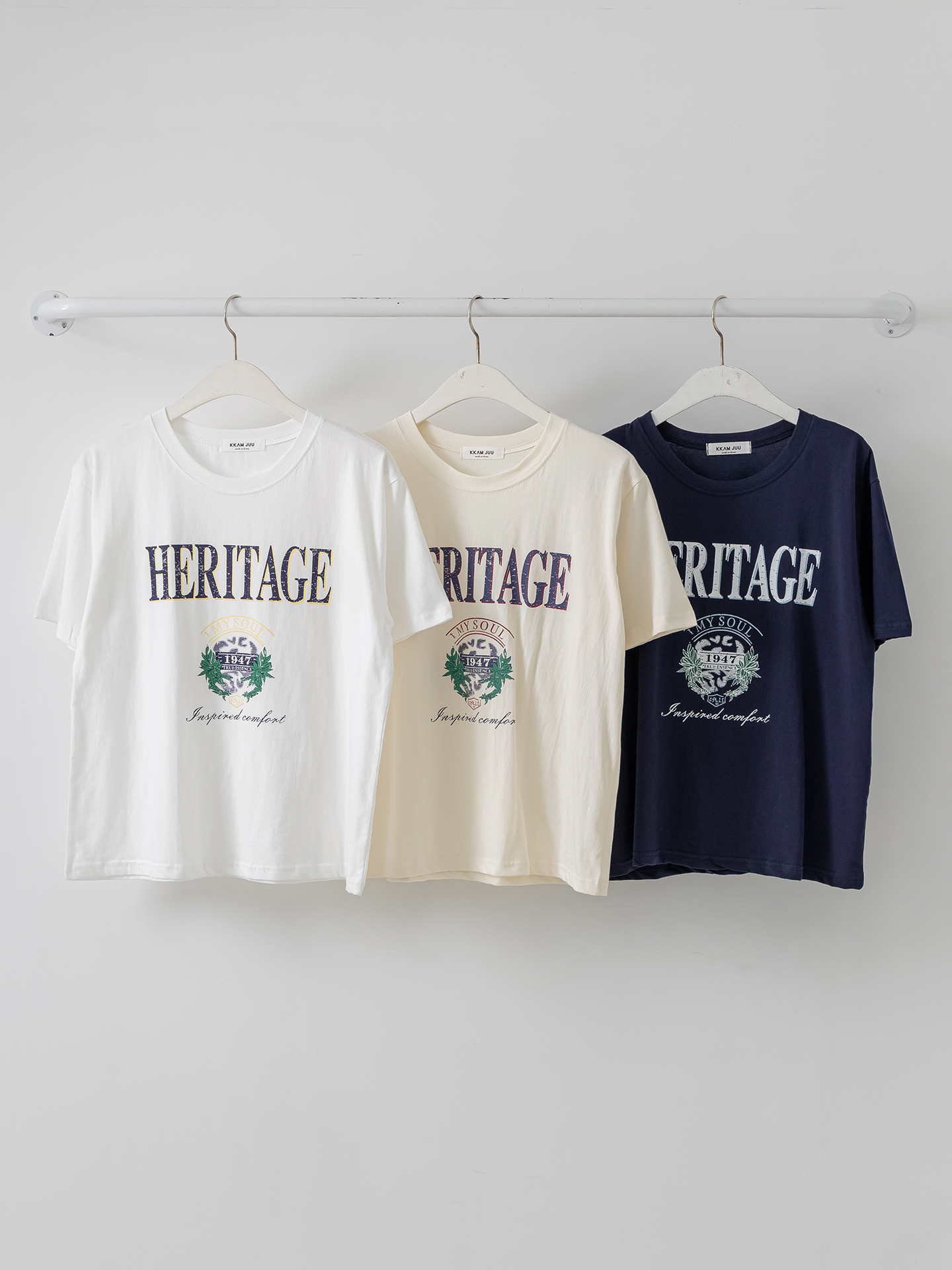 コットンラウンドネックベーシックルーズ半袖ロゴTシャツ | 詳細画像32
