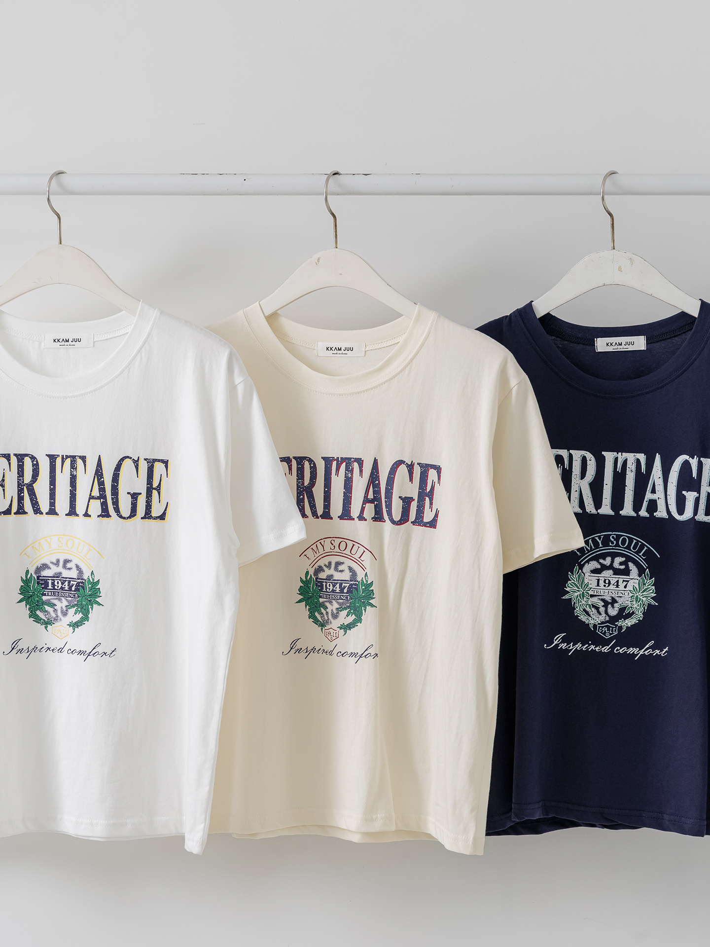 コットンラウンドネックベーシックルーズ半袖ロゴTシャツ | 詳細画像33