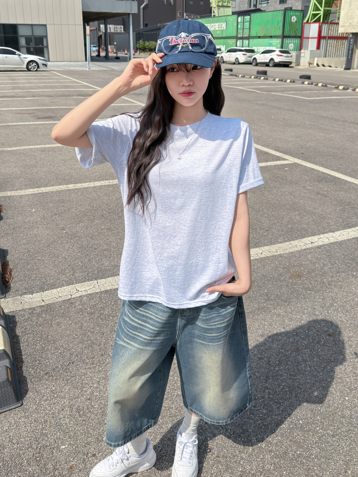 ラウンドネックベーシックオーバーサイズ半袖無地Tシャツ | 詳細画像4