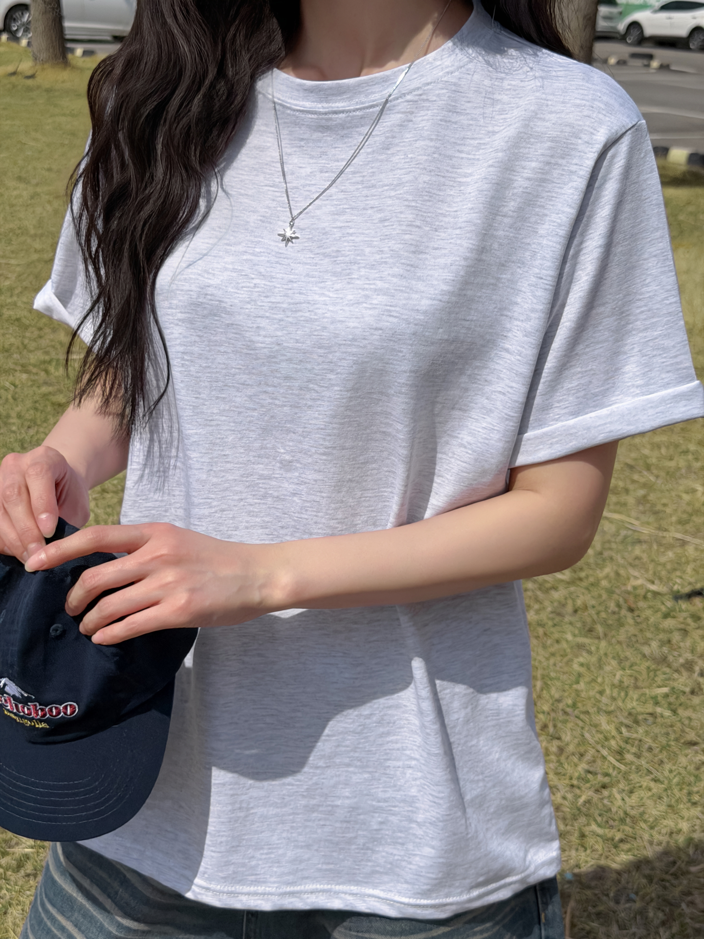 ラウンドネックベーシックオーバーサイズ半袖無地Tシャツ | 詳細画像5