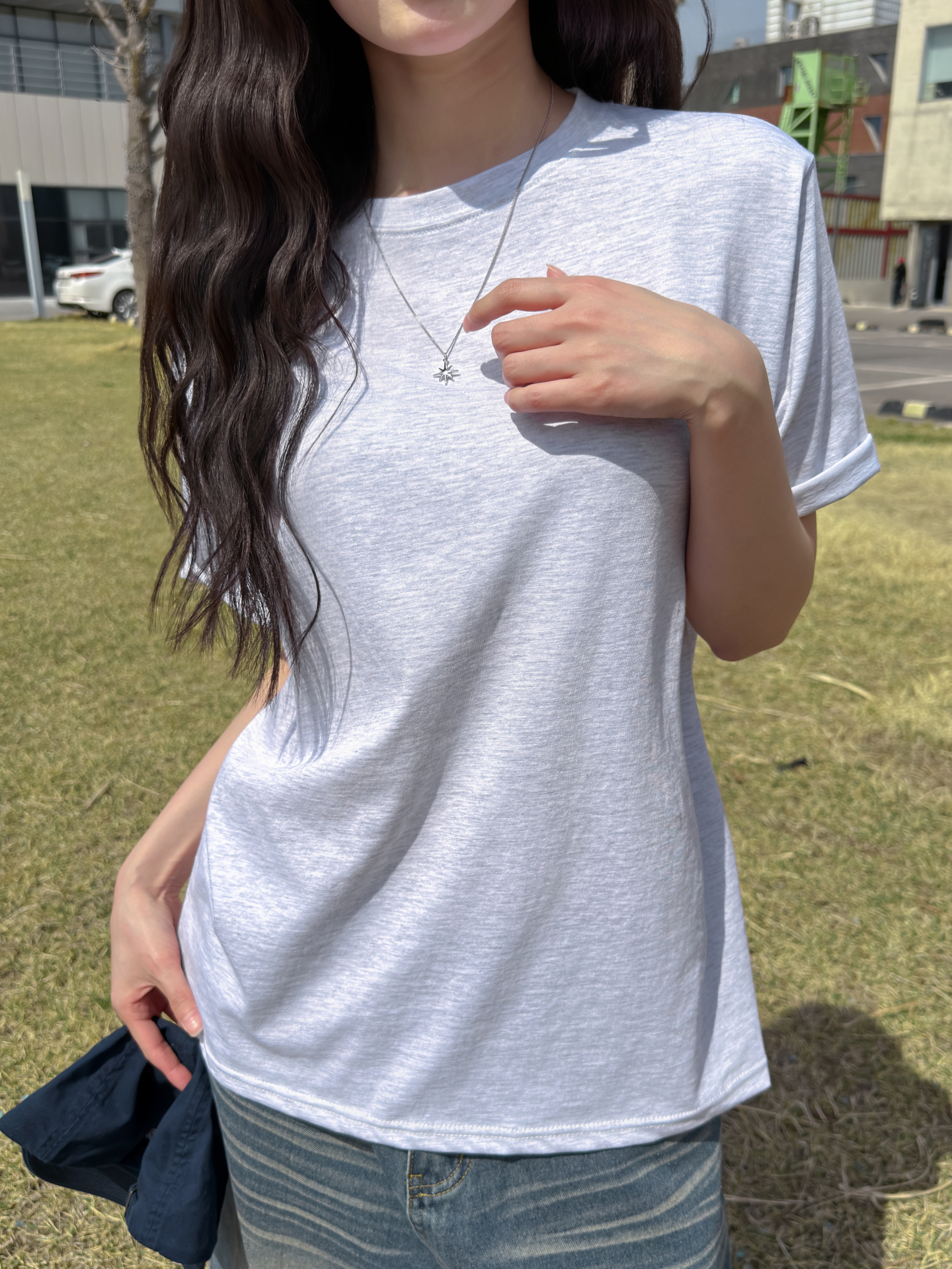 ラウンドネックベーシックオーバーサイズ半袖無地Tシャツ | 詳細画像6