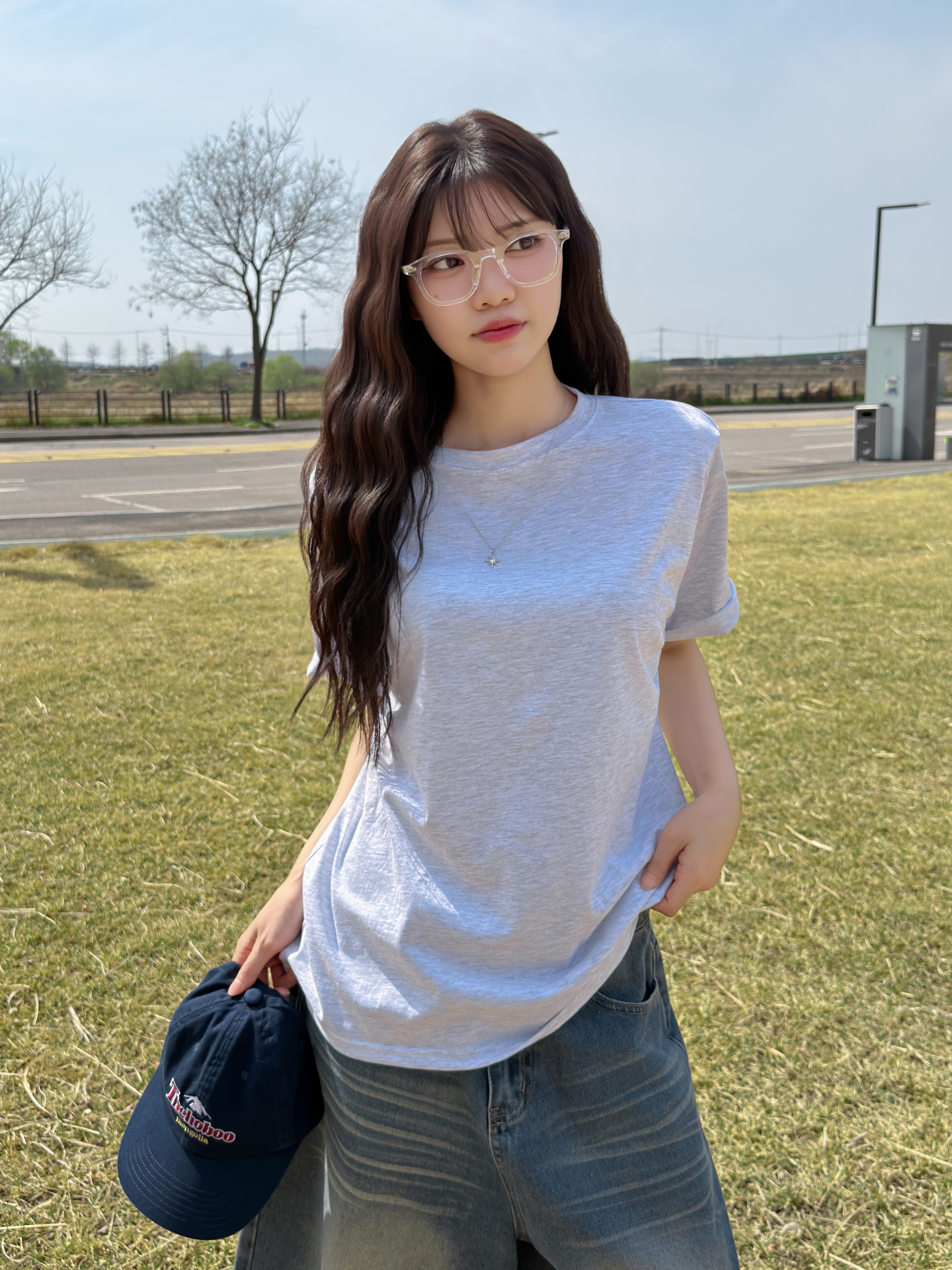 ラウンドネックベーシックオーバーサイズ半袖無地Tシャツ | 詳細画像7