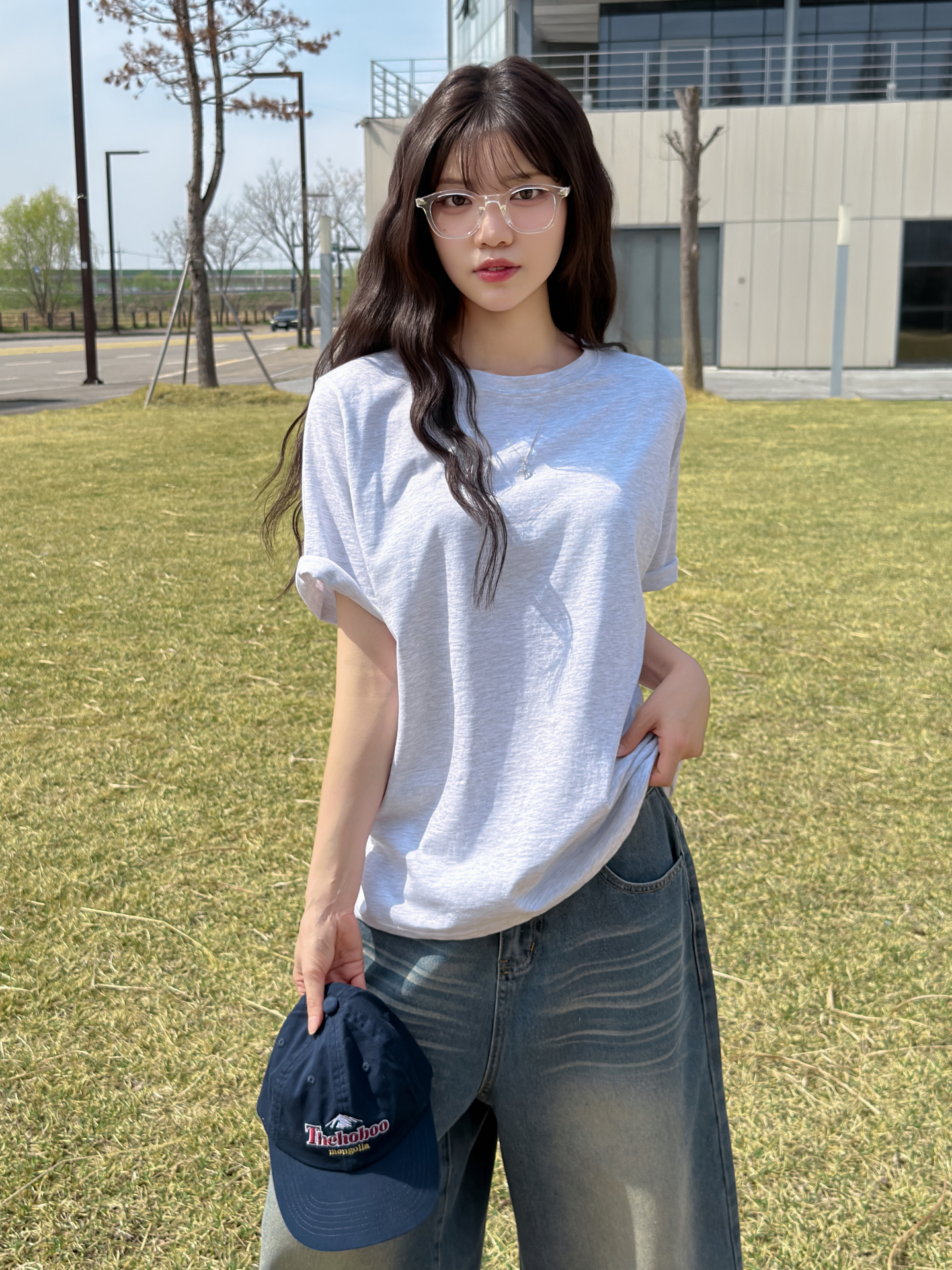 ラウンドネックベーシックオーバーサイズ半袖無地Tシャツ | 詳細画像8