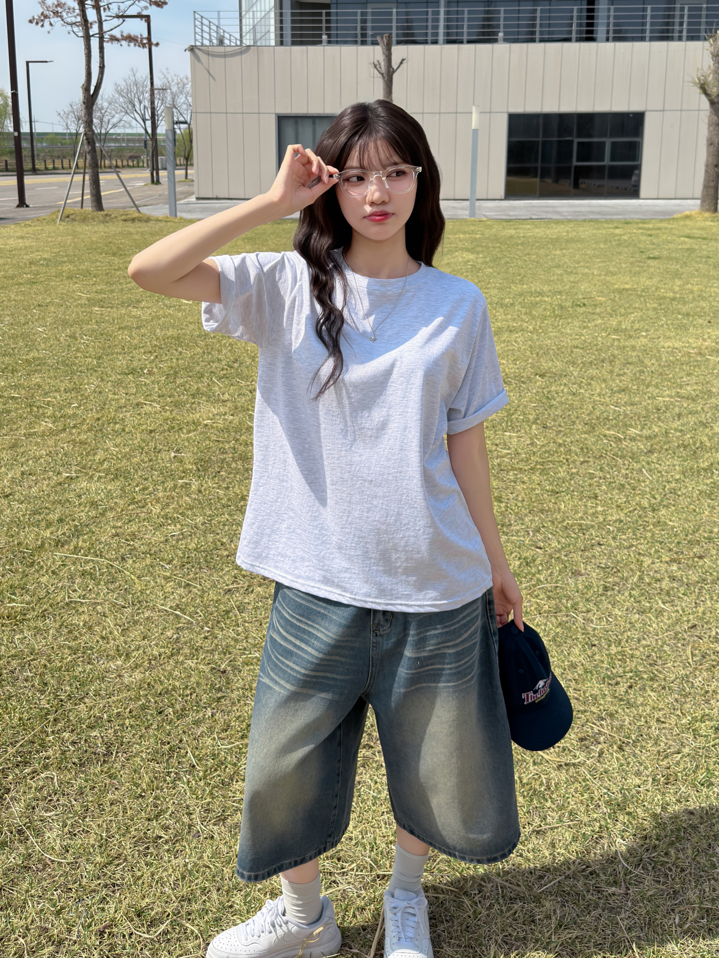 ラウンドネックベーシックオーバーサイズ半袖無地Tシャツ | 詳細画像11