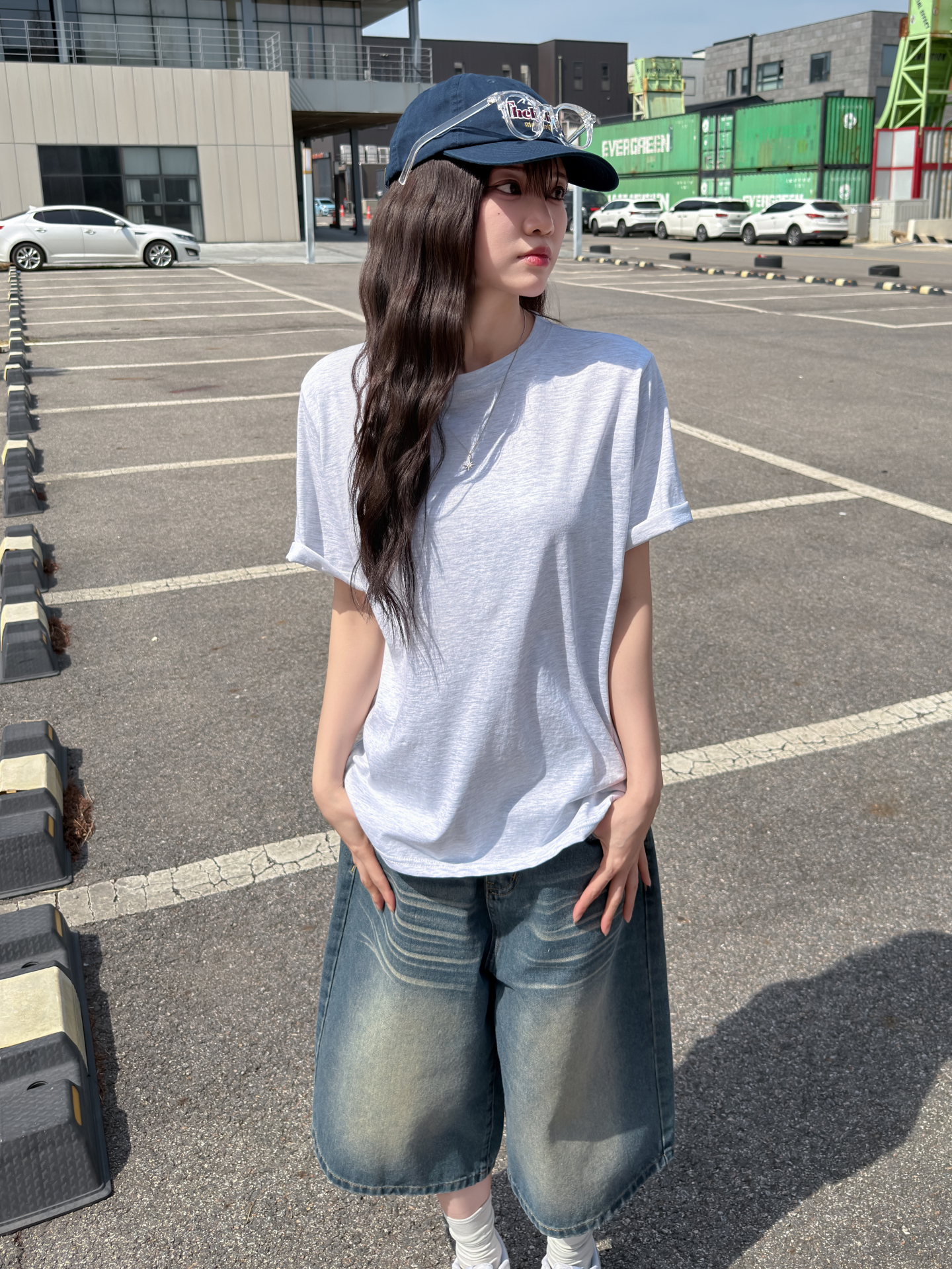 ラウンドネックベーシックオーバーサイズ半袖無地Tシャツ | 詳細画像13