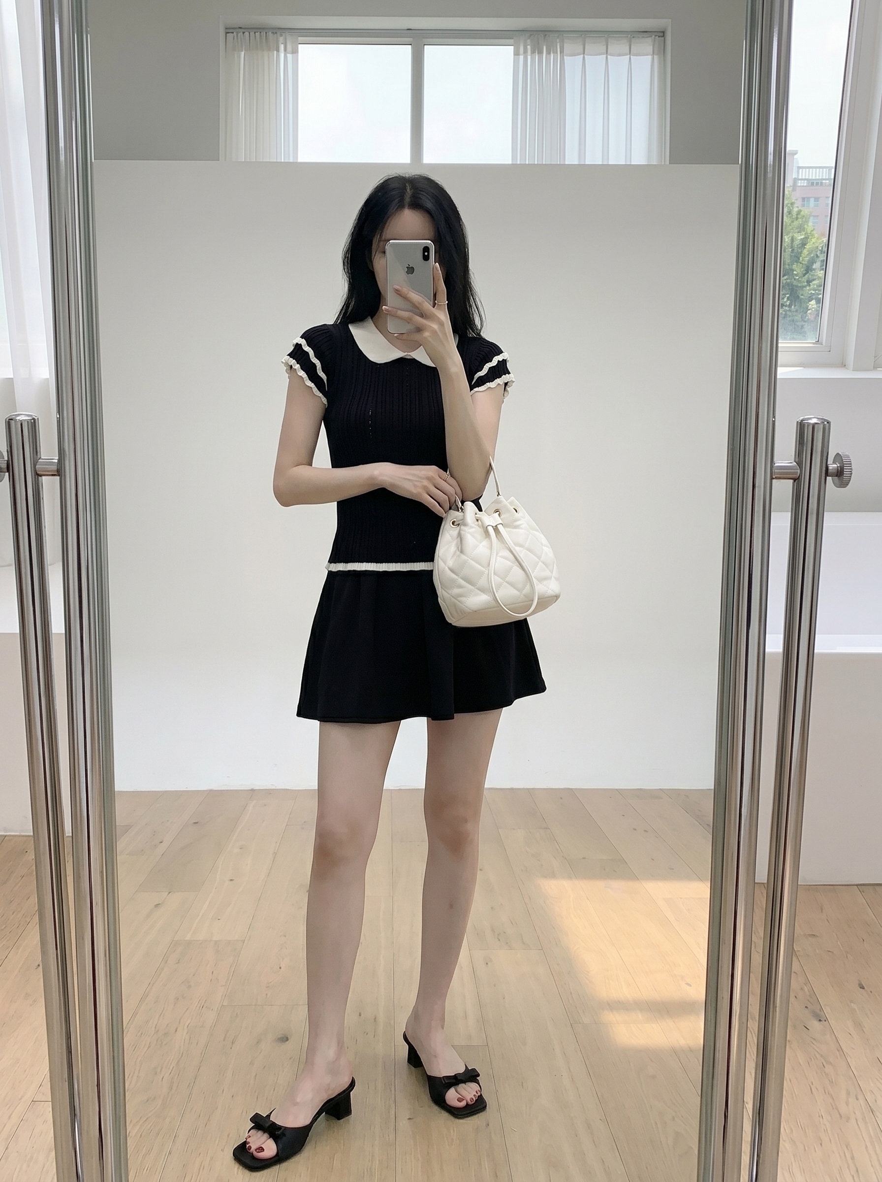 リブカラーフリル半袖配色ニット | 詳細画像16