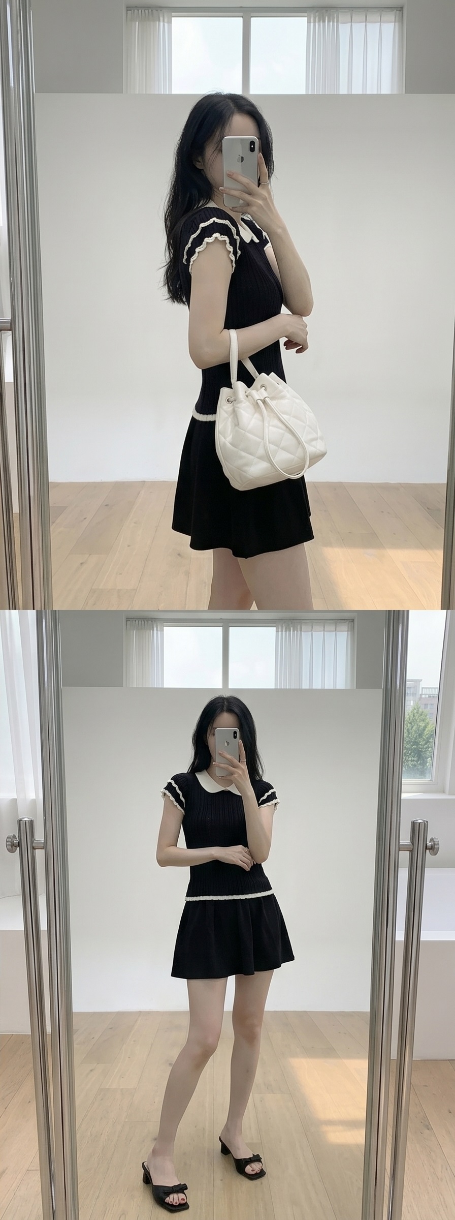 リブカラーフリル半袖配色ニット | 詳細画像13