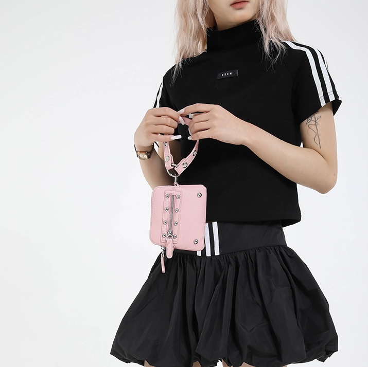 レザー調ジップアップスタッズミニトートバッグ | 詳細画像2