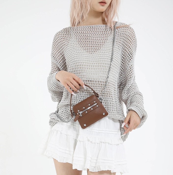 レザー調ジップアップスタッズミニトートバッグ | 詳細画像3