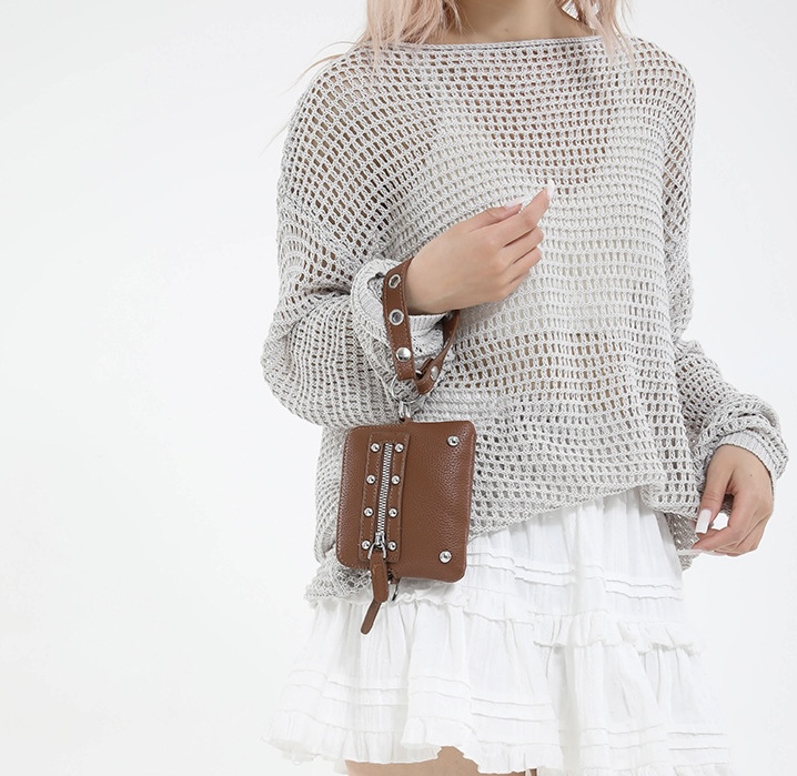 レザー調ジップアップスタッズミニトートバッグ | 詳細画像5