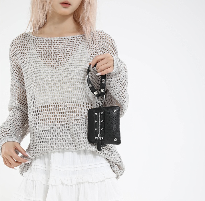 レザー調ジップアップスタッズミニトートバッグ | 詳細画像6