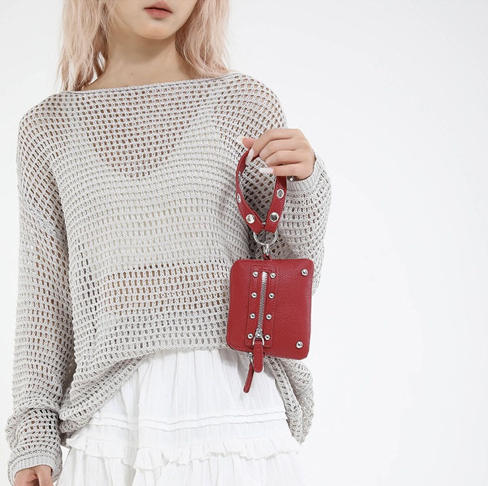 レザー調ジップアップスタッズミニトートバッグ | 詳細画像7