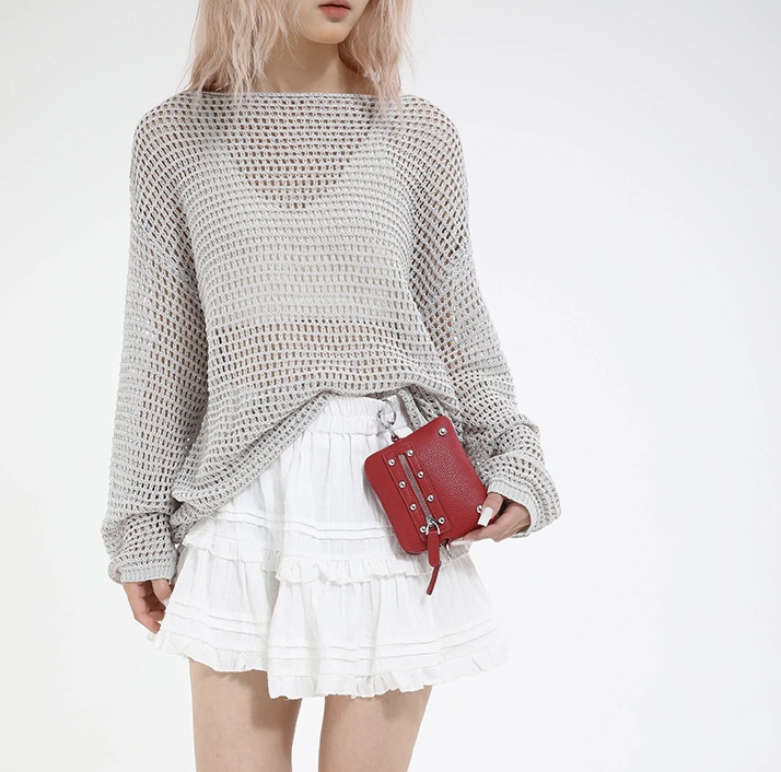 レザー調ジップアップスタッズミニトートバッグ | 詳細画像8