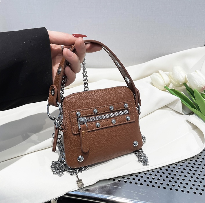 レザー調ジップアップスタッズミニトートバッグ | 詳細画像12