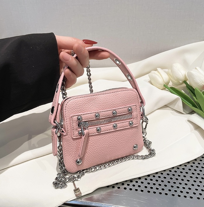 レザー調ジップアップスタッズミニトートバッグ | 詳細画像13