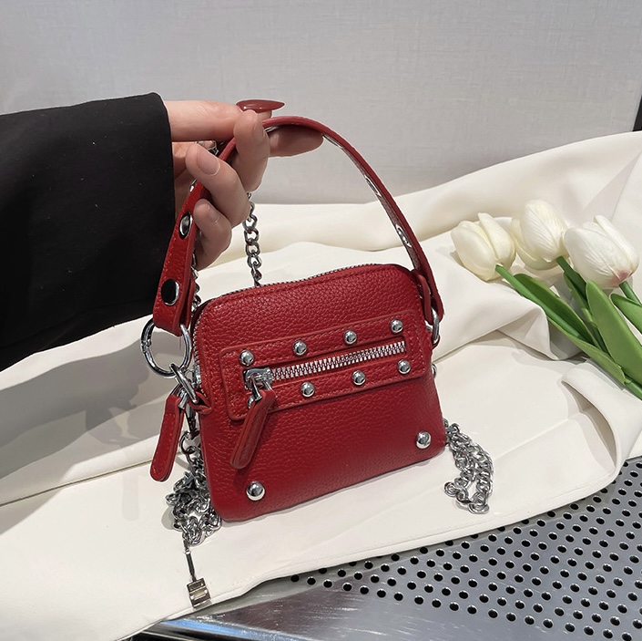 レザー調ジップアップスタッズミニトートバッグ | 詳細画像14