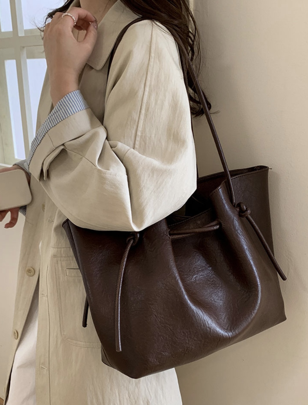 レザー調ストラップショルダーバッグポーチ付 | 詳細画像7