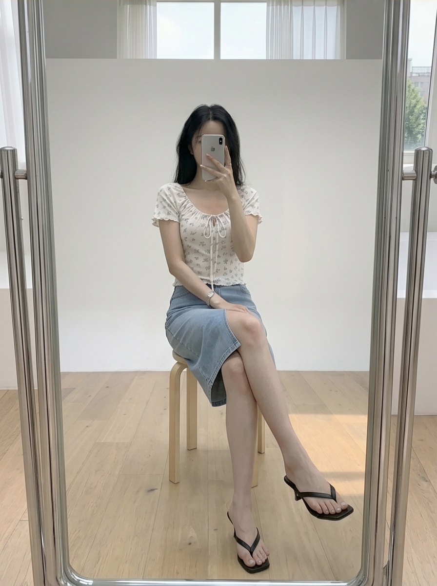 ストラップメロウ半袖リボン小花柄Tシャツ | 詳細画像21